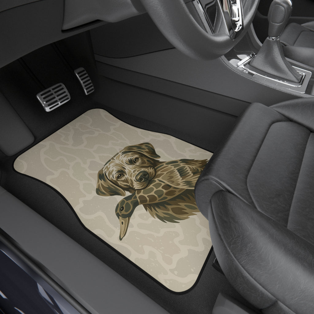 CAMO DOG & DUCK Car Floor Mats (Set of 4) - Beige Hunting Retriever Design