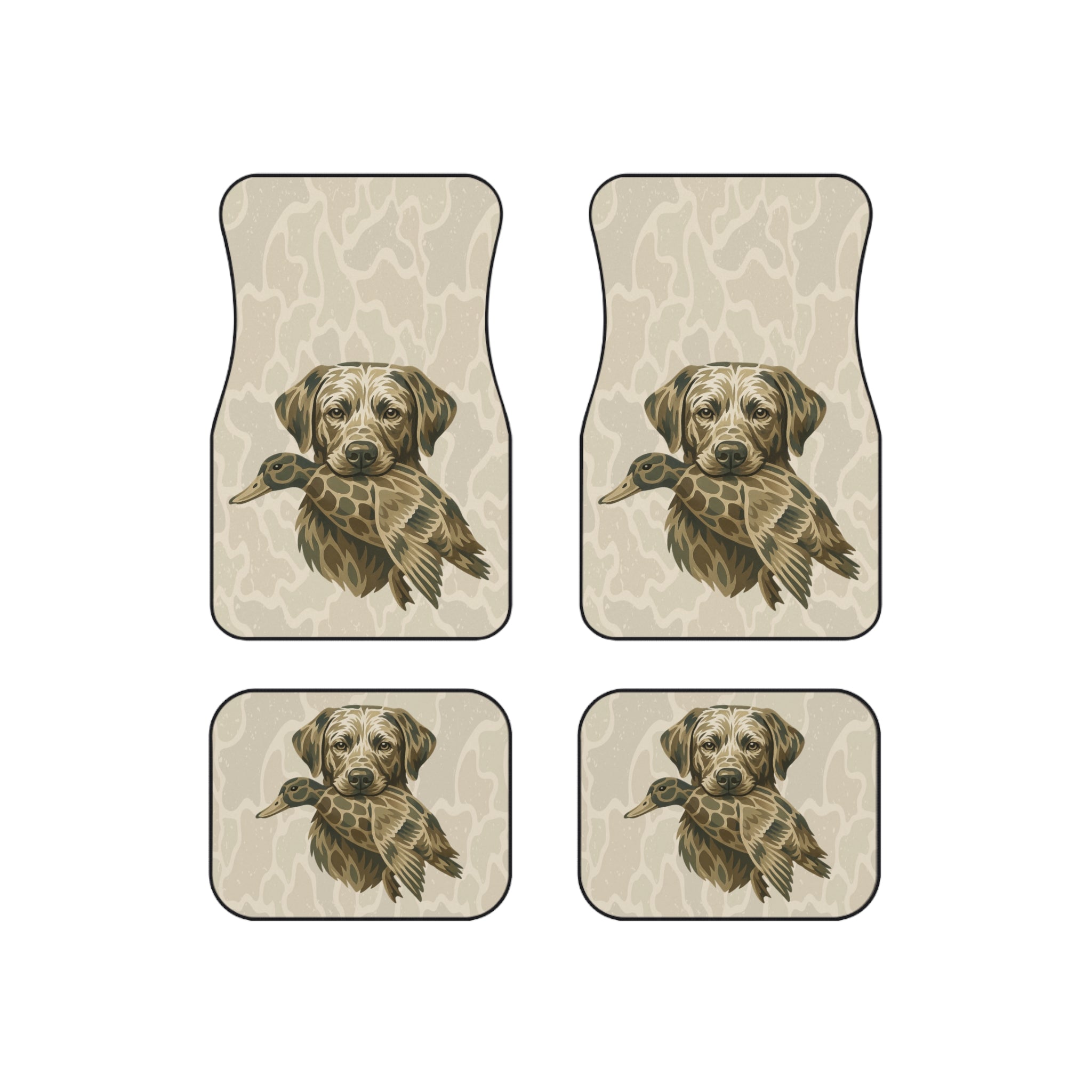 CAMO DOG & DUCK Car Floor Mats (Set of 4) - Beige Hunting Retriever Design