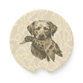 CAMO DOG & DUCK Soapstone Car Coaster — Rustic Hunting Labrador, Car Drink Holder